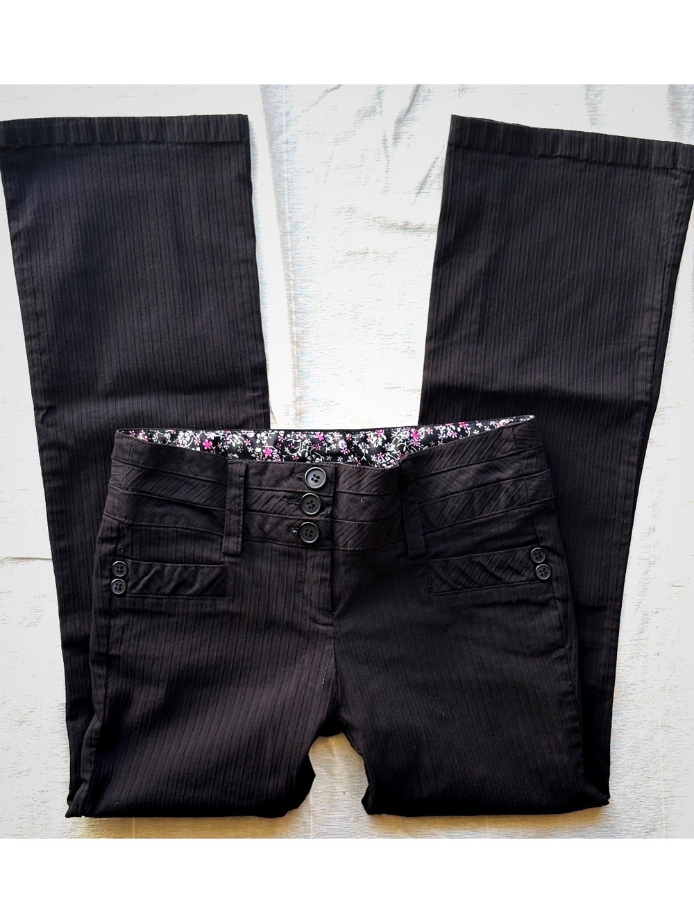 Y2K Joe Benbasset Black Lowrise Pinstripe Cropped Flare Pants Size 5 #90s #fall